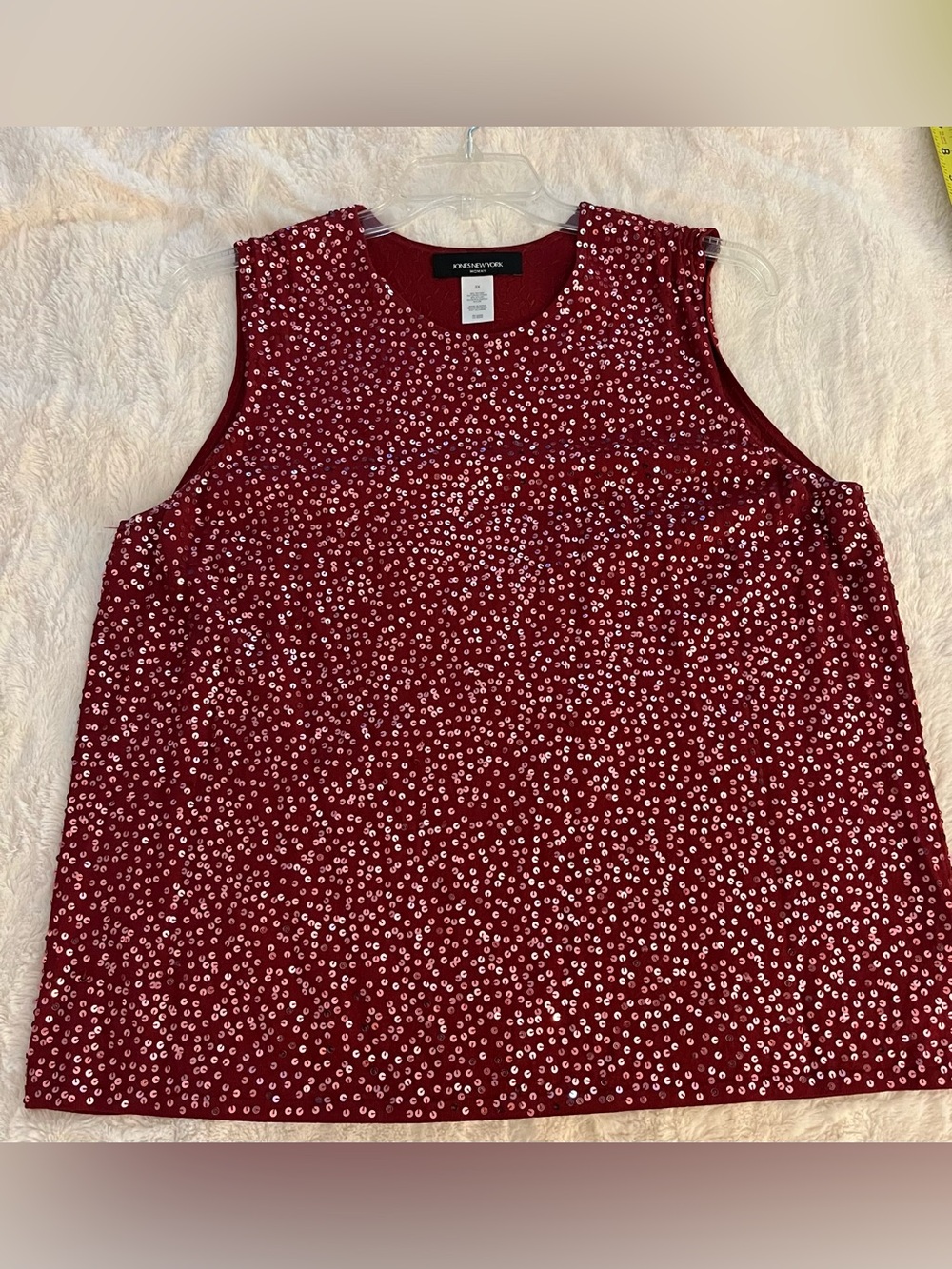 Like New! Jones New York Size 3X Red Sequin Sleeveless Tank Top